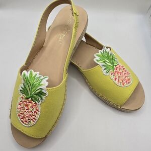 Lilly Pulitzer Yellow Espadrilles with Pineapple Embroidery